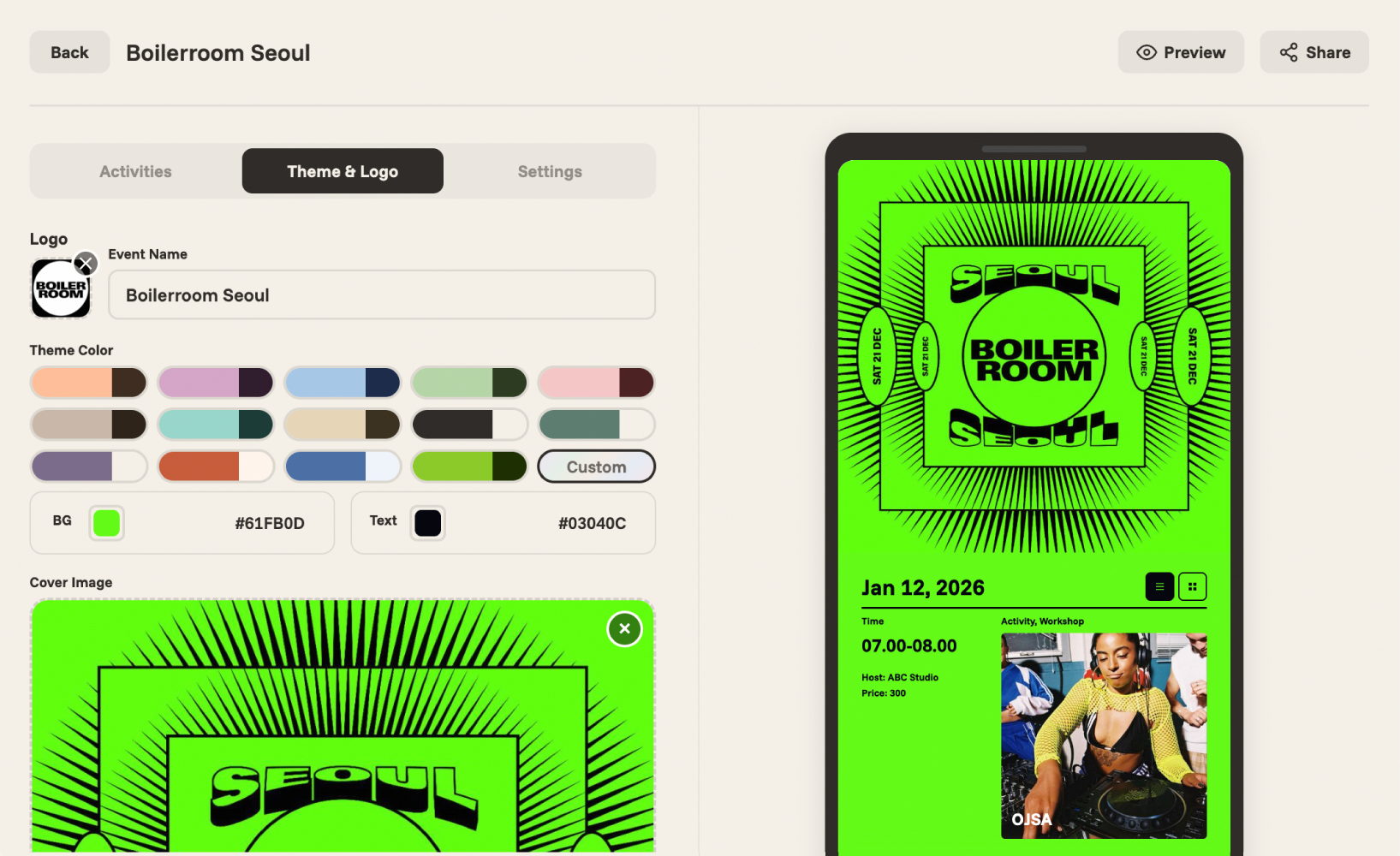 Theme & Logo tab